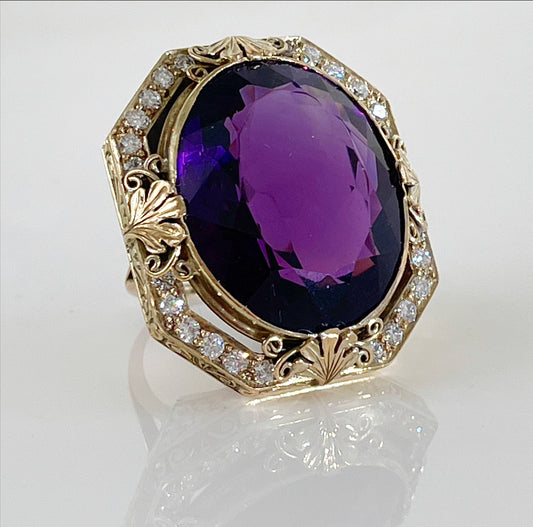 Gorgeous Vintage Amethyst and Diamond Ring - Premium from All The Best Vintage - Just $4800! Shop now at All The Best Vintage