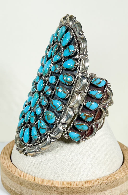 Canny Wauneka Sterling Silver Block Turquoise Cluster Cuff - Premium Bracelet from All The Best Vintage - Just $495! Shop now at All The Best Vintage