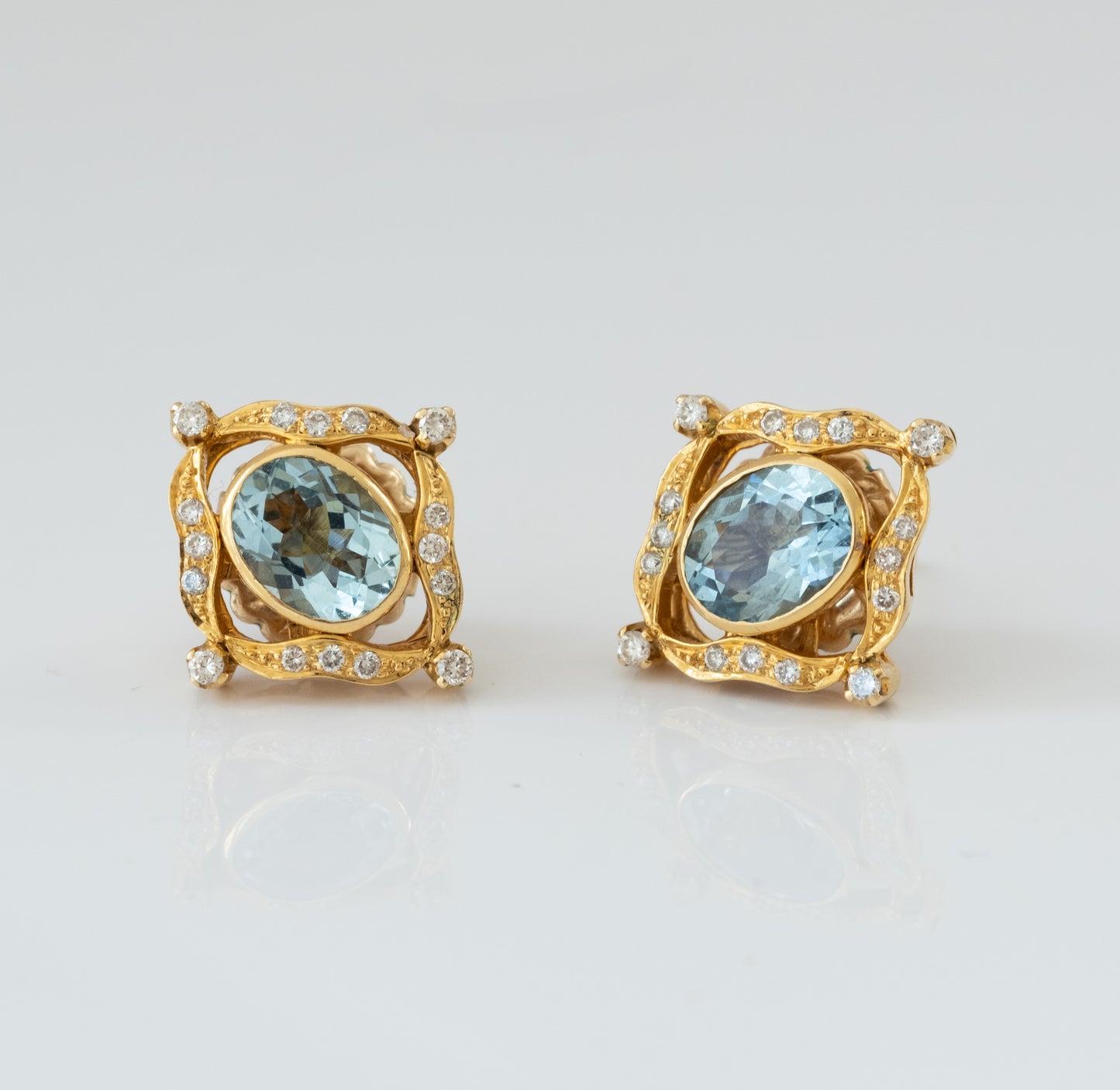Aquamarine and Diamond 22K Gold Earrings - Premium Earrings from All The Best Vintage - Just $3800! Shop now at All The Best Vintage