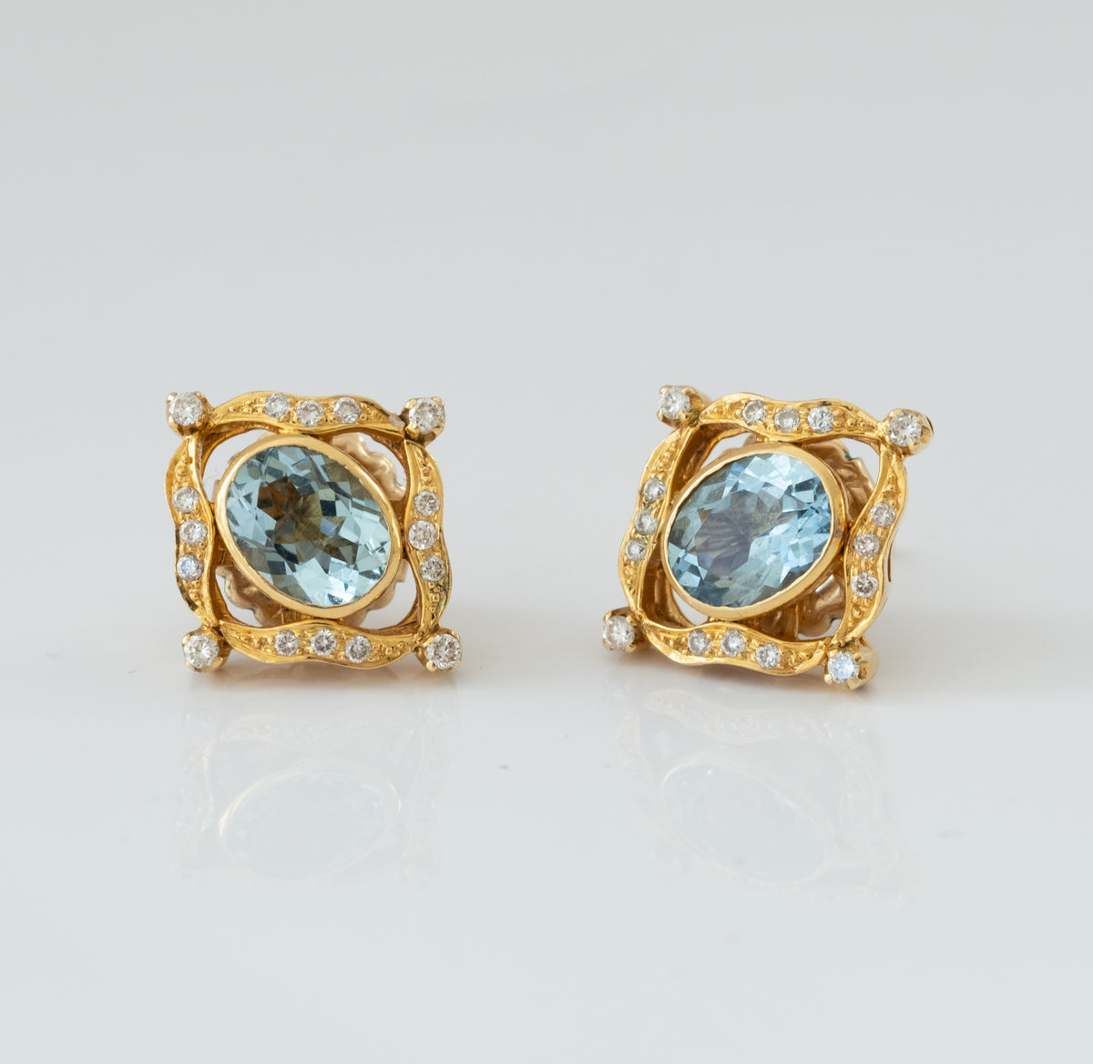 Aquamarine and Diamond 22K Gold Earrings - Premium Earrings from All The Best Vintage - Just $3800! Shop now at All The Best Vintage