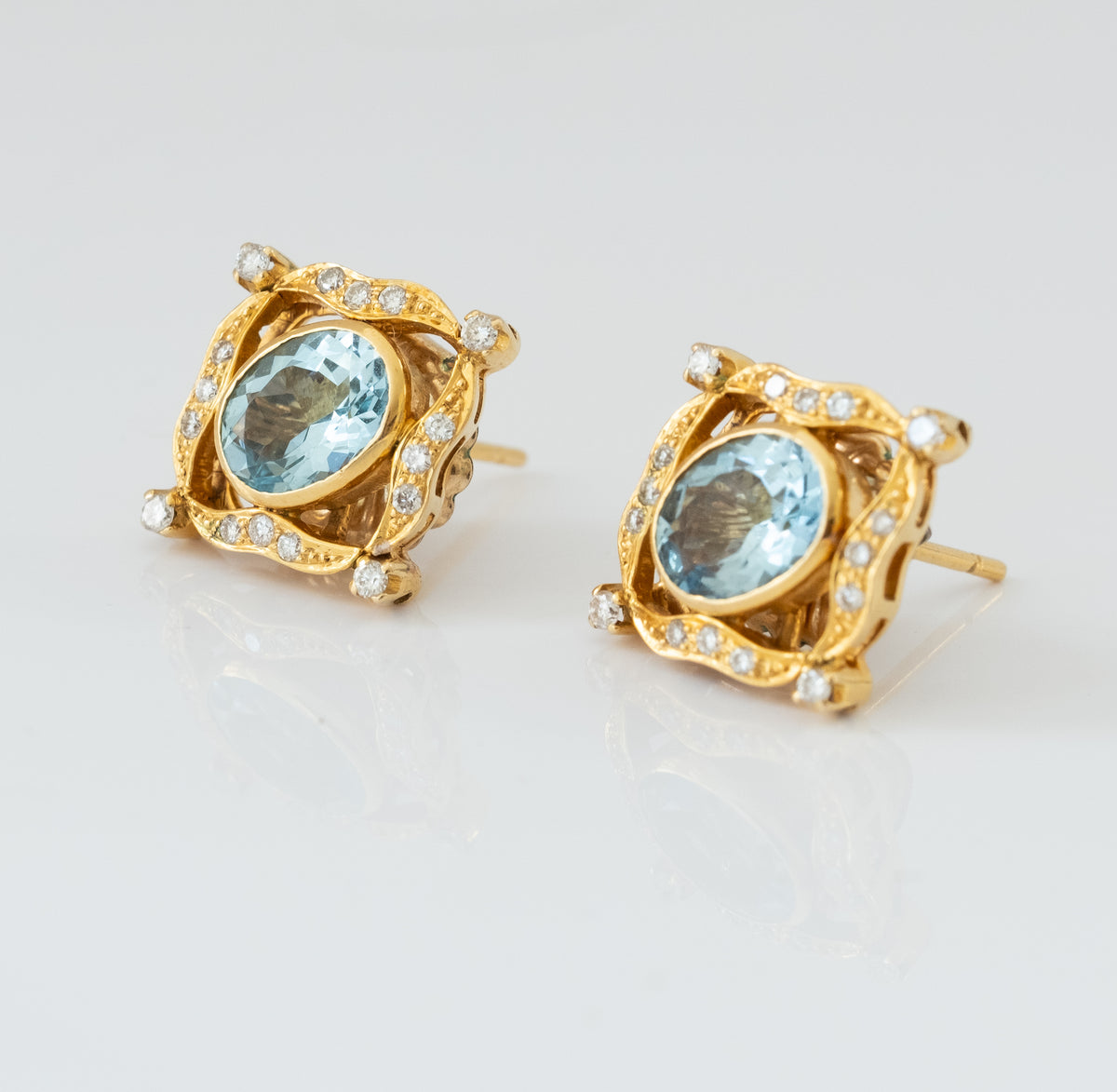 Aquamarine and Diamond 22K Gold Earrings - Premium Earrings from All The Best Vintage - Just $3800! Shop now at All The Best Vintage