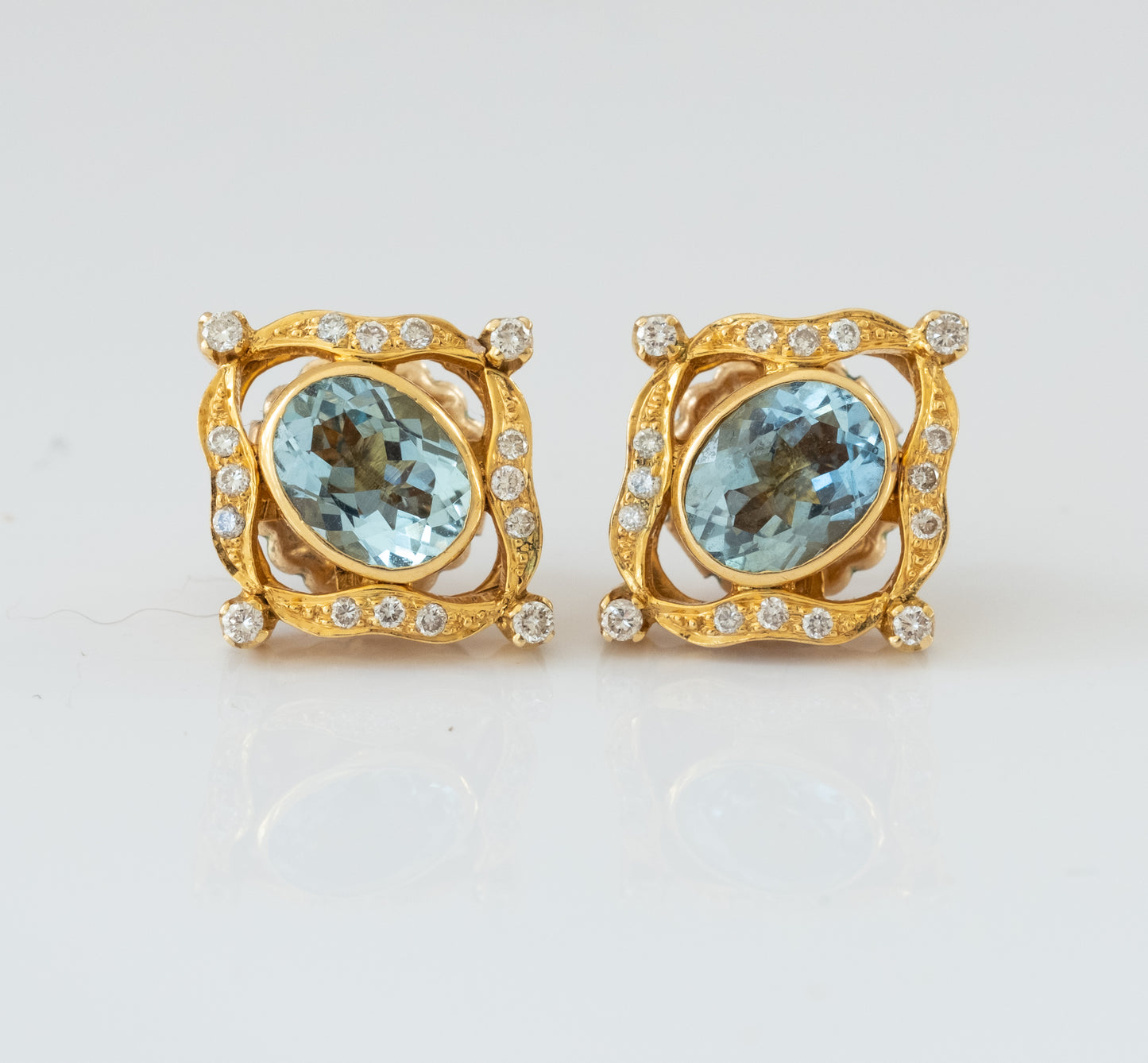 Aquamarine and Diamond 22K Gold Earrings - Premium Earrings from All The Best Vintage - Just $3800! Shop now at All The Best Vintage