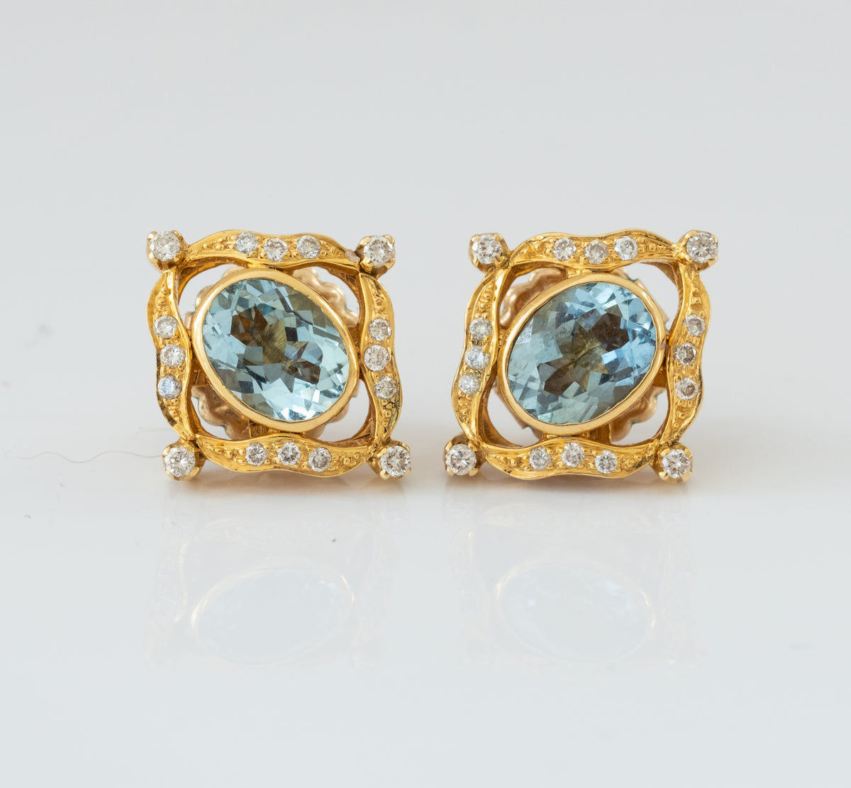 Aquamarine and Diamond 22K Gold Earrings - Premium Earrings from All The Best Vintage - Just $3800! Shop now at All The Best Vintage