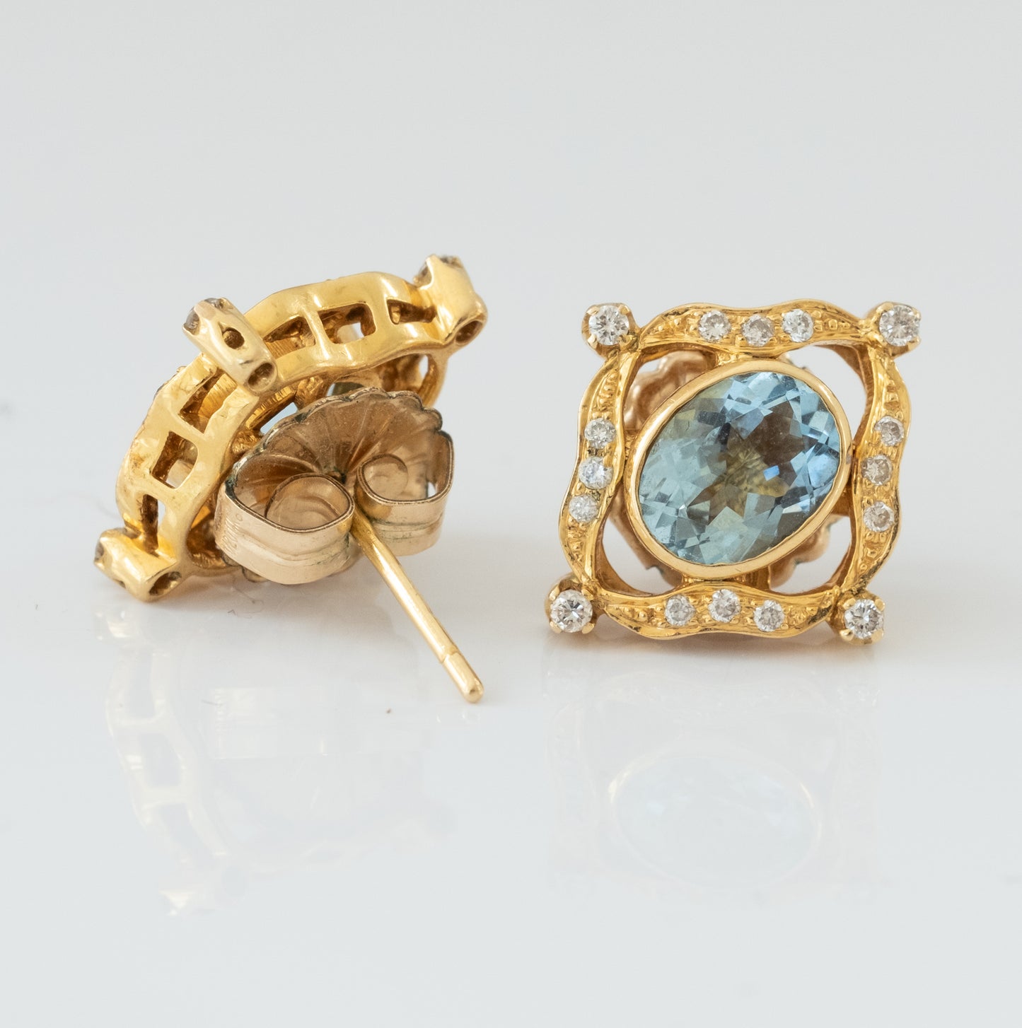 Aquamarine and Diamond 22K Gold Earrings - Premium Earrings from All The Best Vintage - Just $3800! Shop now at All The Best Vintage