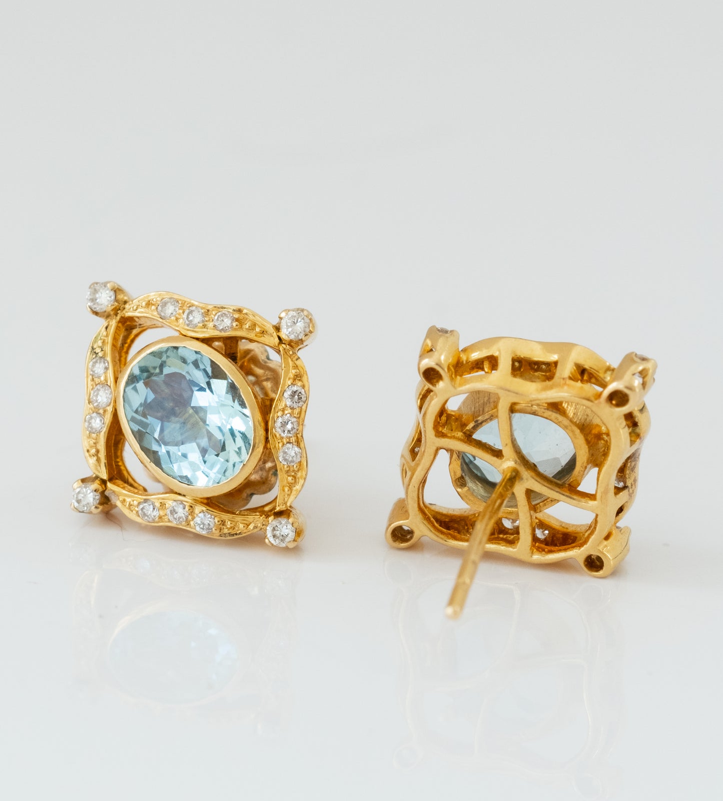 Aquamarine and Diamond 22K Gold Earrings - Premium Earrings from All The Best Vintage - Just $3800! Shop now at All The Best Vintage