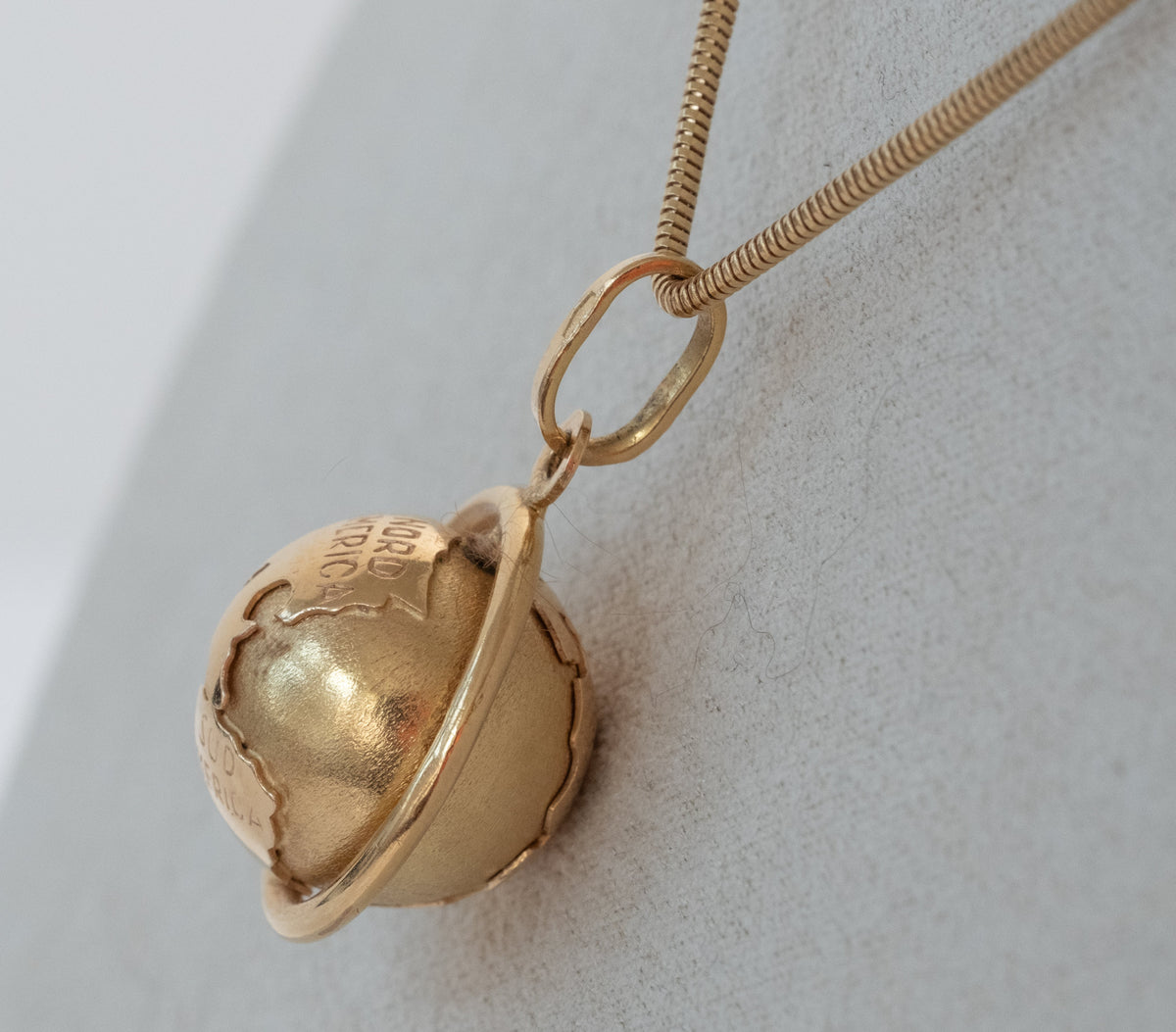 Vintage 18K Spinning Globe Pendant - 14K Snake Chain - Premium necklace from All The Best Vintage - Just $2995! Shop now at All The Best Vintage