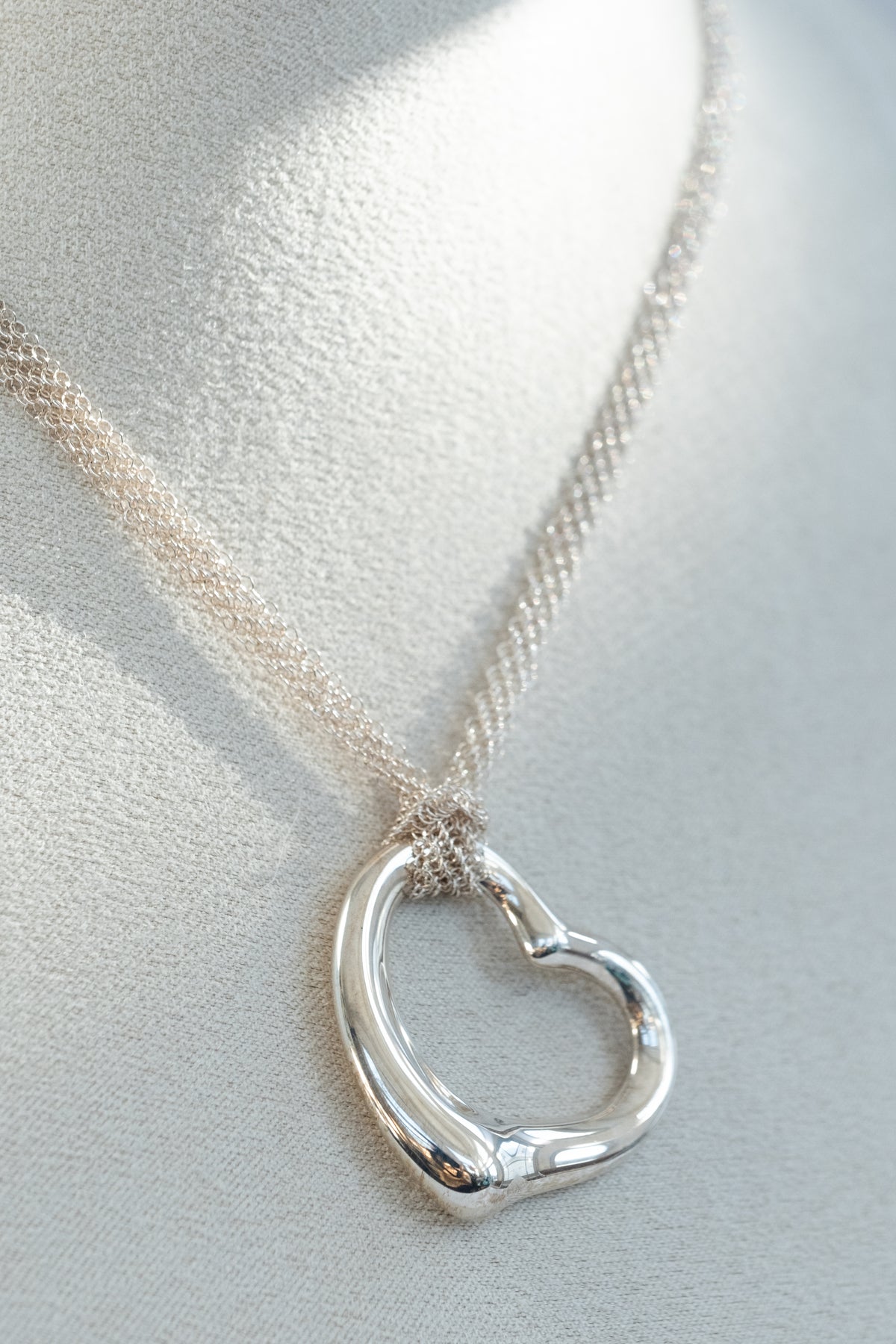 Tiffany & Co Elsa Peretti Open Heart Pendant on Mesh Chain - Premium necklace from All The Best Vintage - Just $995! Shop now at All The Best Vintage