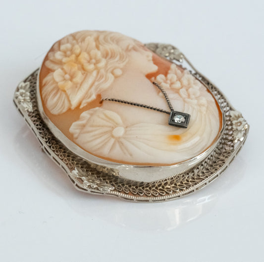 Lovely Vintage 14K Habille Cameo Brooch / Pendant - Premium Brooch from All The Best Vintage - Just $695! Shop now at All The Best Vintage