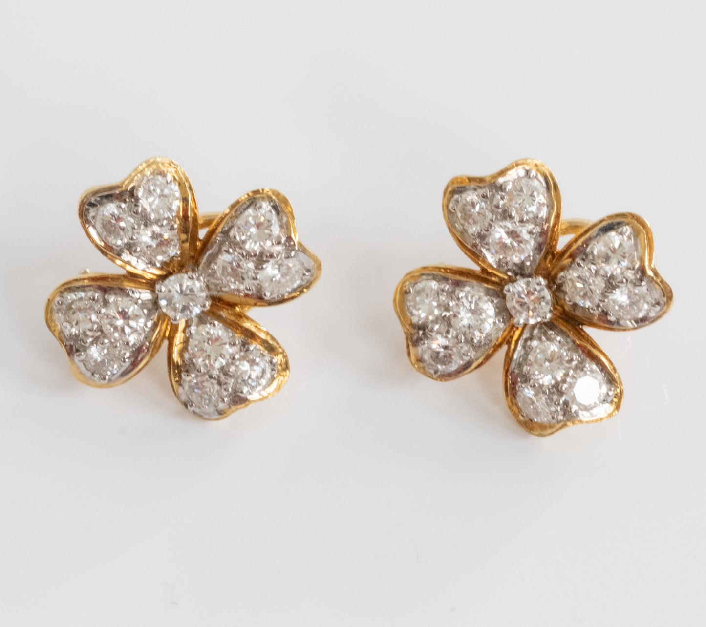 Gorgeous 18K Yellow Gold Diamond Flower Earrings - Premium Earrings from All The Best Vintage - Just $6750! Shop now at All The Best Vintage