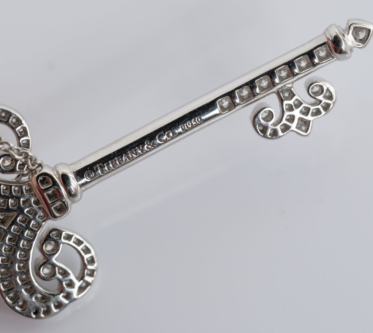 Tiffany & Co Platinum and Diamond Fleur de Lis Key and Chain. - Premium Pendant from All The Best Vintage - Just $5800! Shop now at All The Best Vintage