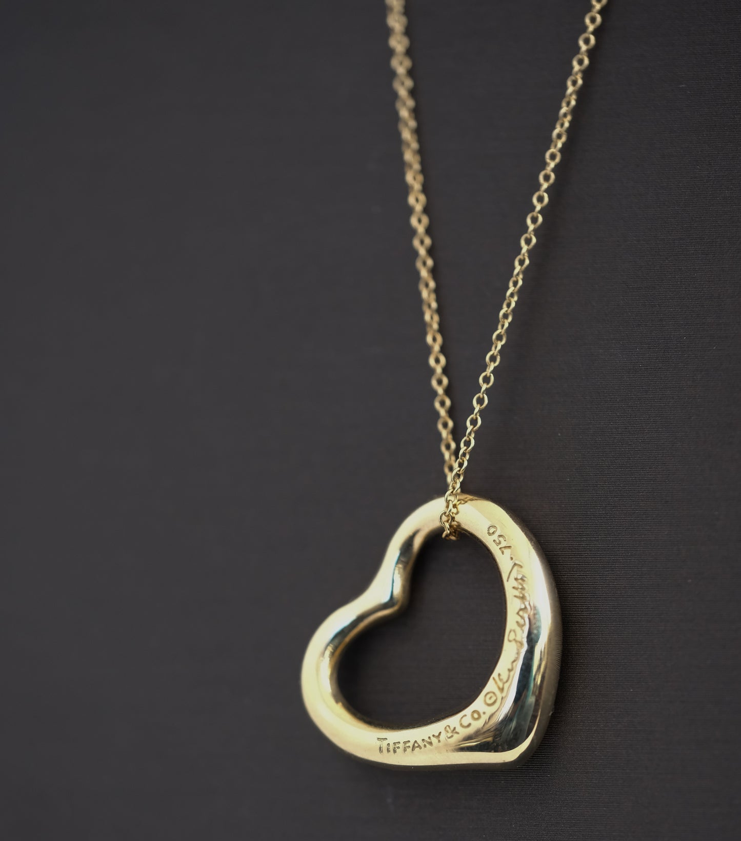 Tiffany & Co Elsa Peretti 18K Gold and Diamond Open Heart Necklace - Premium Necklace from All The Best Vintage - Just $3950! Shop now at All The Best Vintage