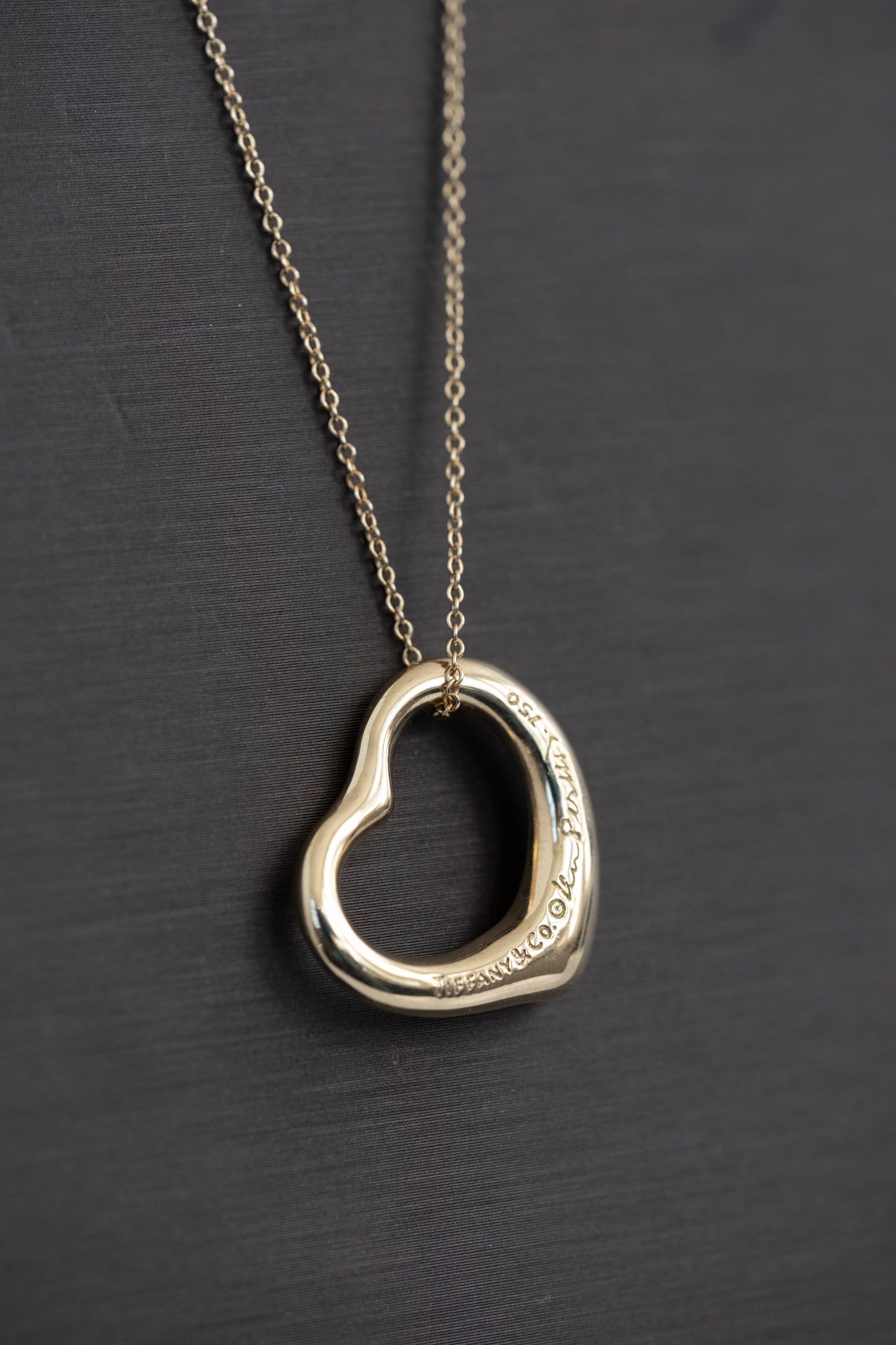 Tiffany & Co Elsa Peretti 18K Gold and Diamond Open Heart Necklace - Premium Necklace from All The Best Vintage - Just $3950! Shop now at All The Best Vintage
