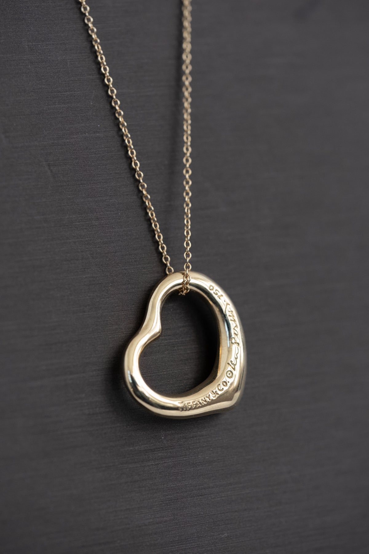 Tiffany & Co Elsa Peretti 18K Gold and Diamond Open Heart Necklace - Premium Necklace from All The Best Vintage - Just $3950! Shop now at All The Best Vintage