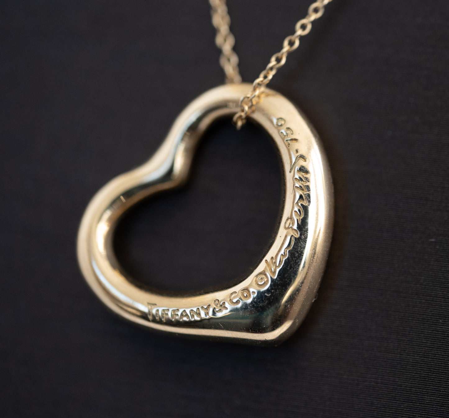 Tiffany & Co Elsa Peretti 18K Gold and Diamond Open Heart Necklace - Premium Necklace from All The Best Vintage - Just $3950! Shop now at All The Best Vintage