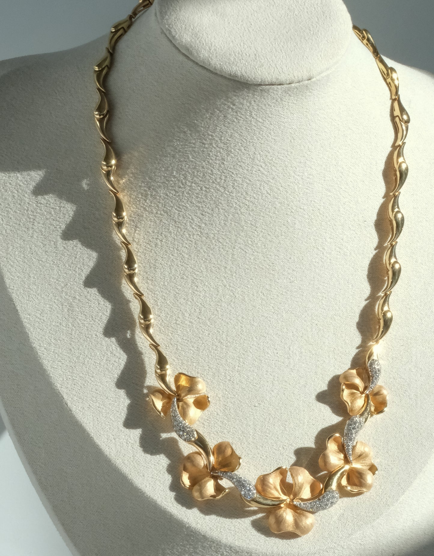 Anna Maria Cammilli 18K Tri Color Gold and Diamond Flower Necklace - Premium necklace from Anna Maria Camille - Just $10500! Shop now at All The Best Vintage