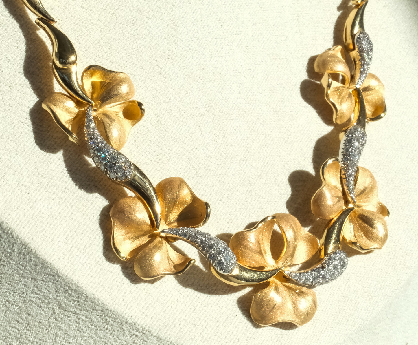 Anna Maria Cammilli 18K Tri Color Gold and Diamond Flower Necklace - Premium necklace from Anna Maria Camille - Just $10500! Shop now at All The Best Vintage