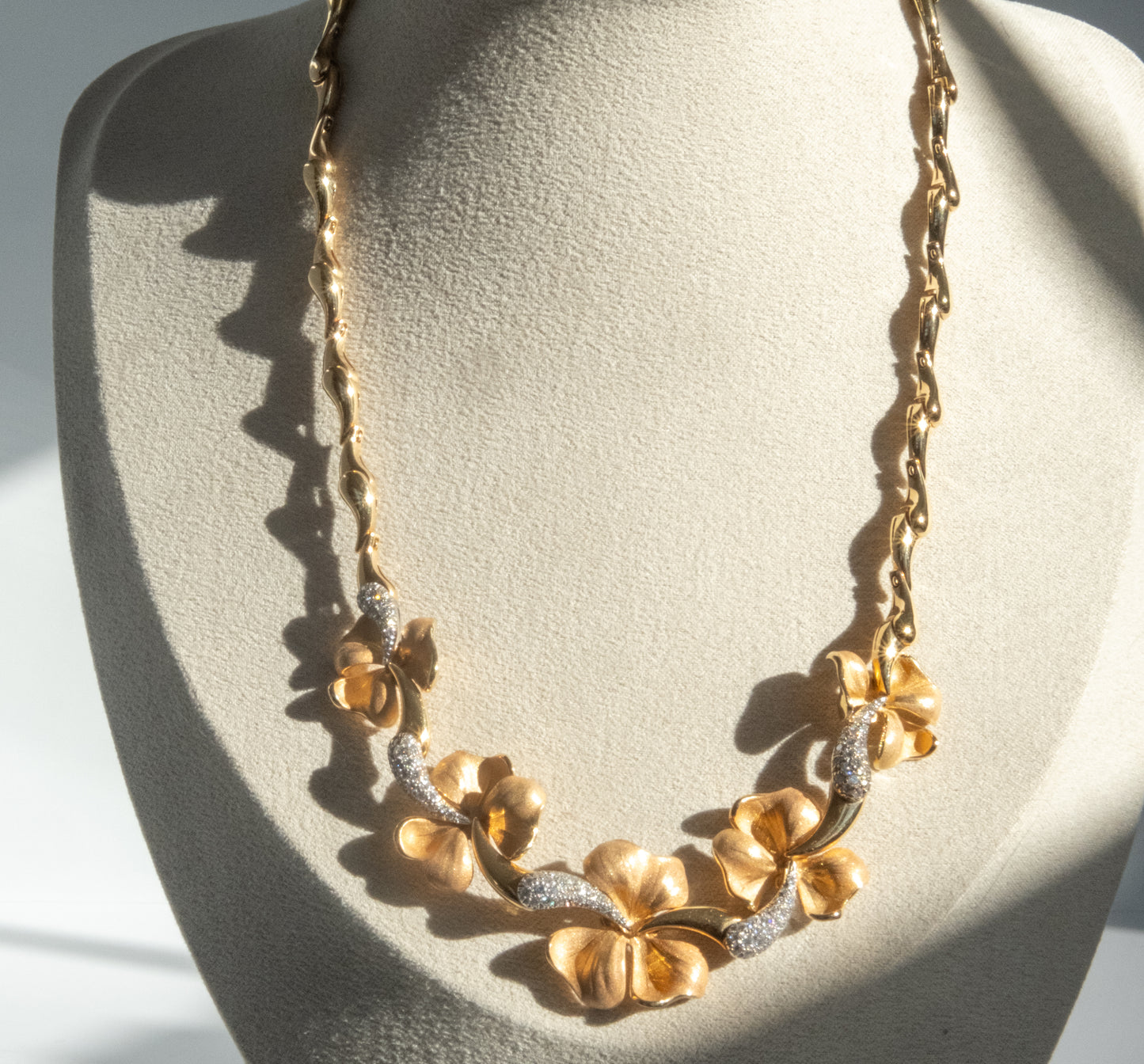 Anna Maria Cammilli 18K Tri Color Gold and Diamond Flower Necklace - Premium necklace from Anna Maria Camille - Just $10500! Shop now at All The Best Vintage