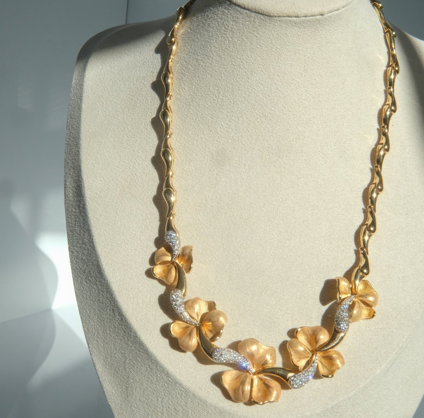 Anna Maria Cammilli 18K Tri Color Gold and Diamond Flower Necklace - Premium necklace from Anna Maria Camille - Just $10500! Shop now at All The Best Vintage