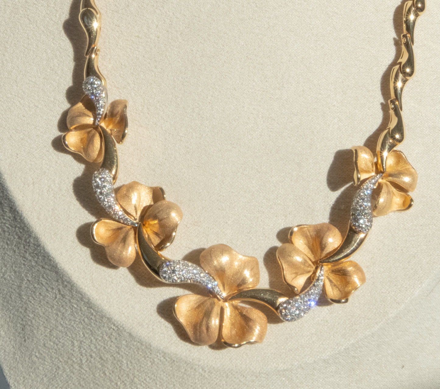 Anna Maria Cammilli 18K Tri Color Gold and Diamond Flower Necklace - Premium necklace from Anna Maria Camille - Just $10500! Shop now at All The Best Vintage
