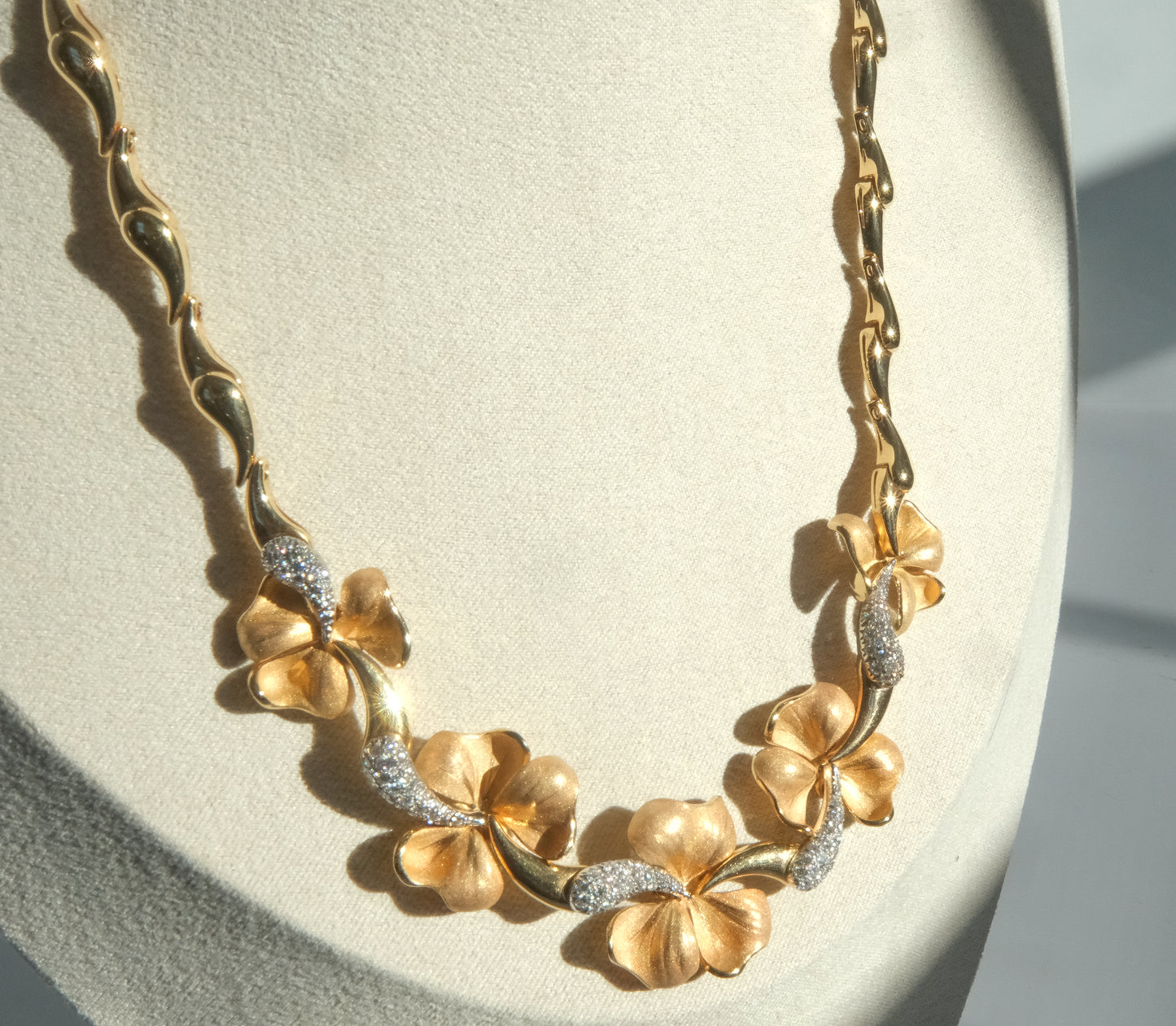 Anna Maria Cammilli 18K Tri Color Gold and Diamond Flower Necklace - Premium necklace from Anna Maria Camille - Just $10500! Shop now at All The Best Vintage