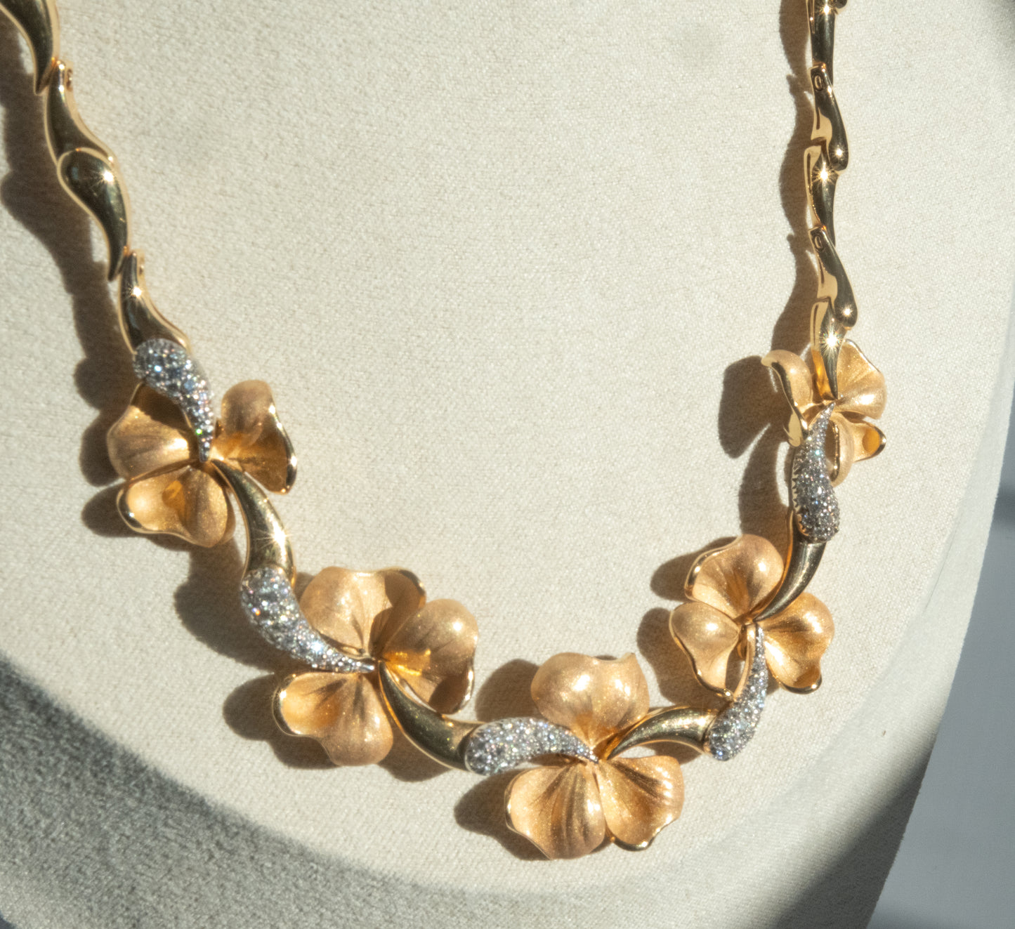 Anna Maria Cammilli 18K Tri Color Gold and Diamond Flower Necklace - Premium necklace from Anna Maria Camille - Just $10500! Shop now at All The Best Vintage
