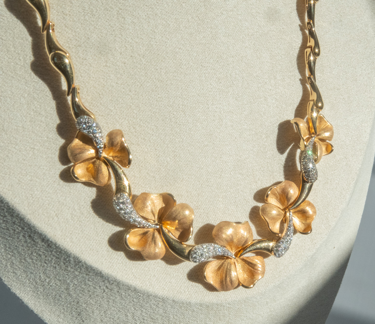 Anna Maria Cammilli 18K Tri Color Gold and Diamond Flower Necklace - Premium necklace from Anna Maria Camille - Just $10500! Shop now at All The Best Vintage