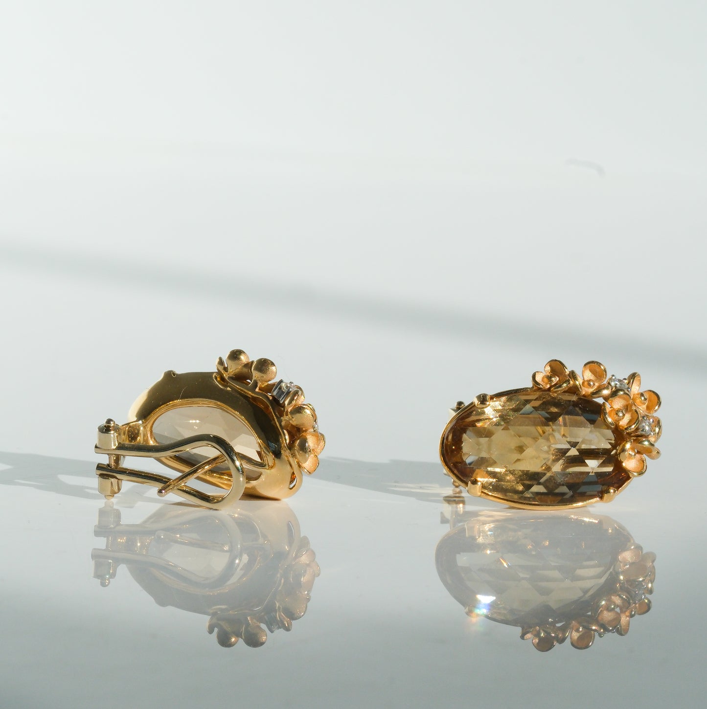 Anna Maria Camille 18K Peach Champagne Quartz and Diamond Earrings - Premium Earrings from Anna Maria Camille - Just $3200! Shop now at All The Best Vintage