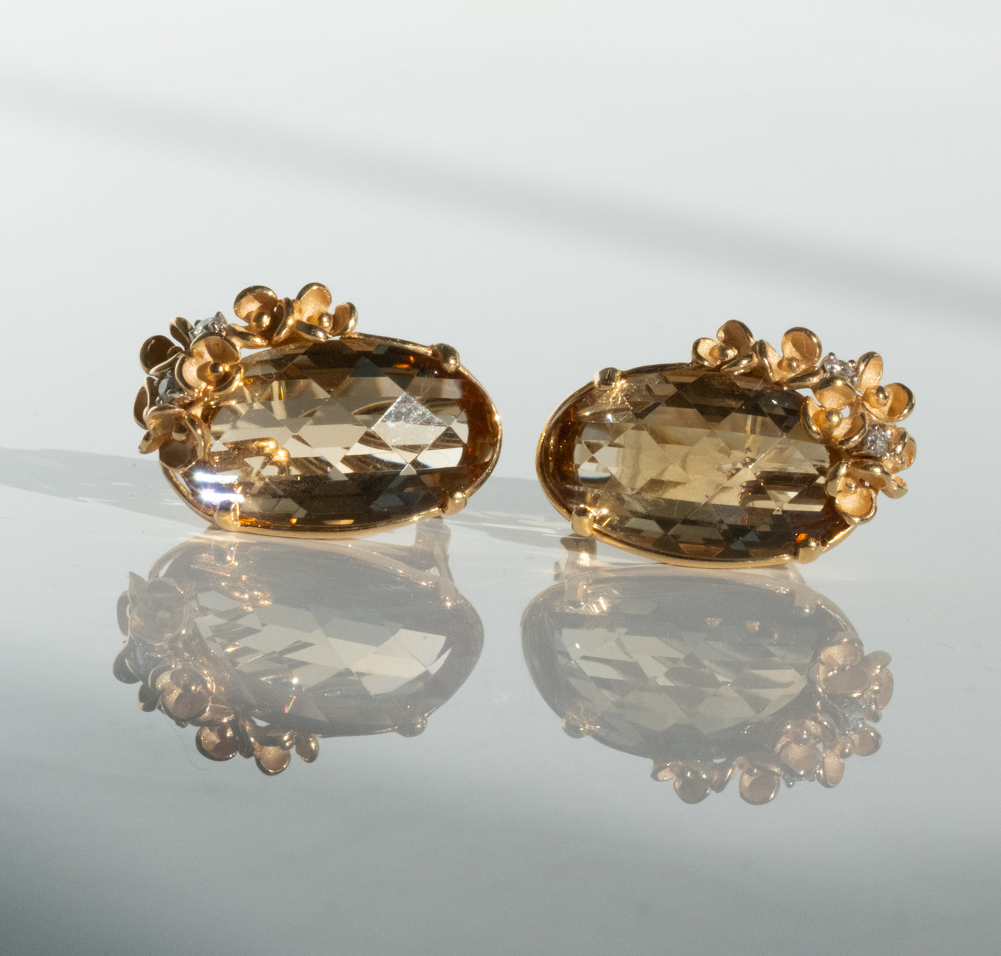Anna Maria Camille 18K Peach Champagne Quartz and Diamond Earrings - Premium Earrings from Anna Maria Camille - Just $3200! Shop now at All The Best Vintage