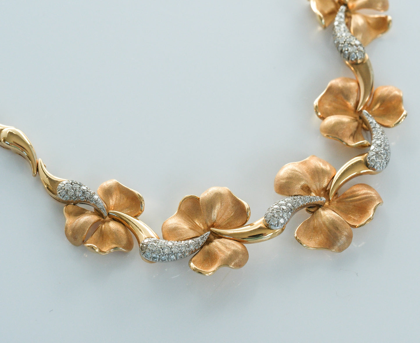 Anna Maria Cammilli 18K Tri Color Gold and Diamond Flower Necklace - Premium necklace from Anna Maria Camille - Just $10500! Shop now at All The Best Vintage