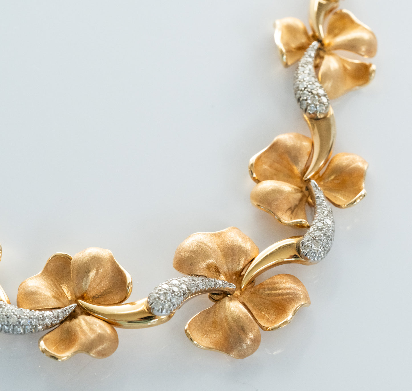 Anna Maria Cammilli 18K Tri Color Gold and Diamond Flower Necklace - Premium necklace from Anna Maria Camille - Just $10500! Shop now at All The Best Vintage
