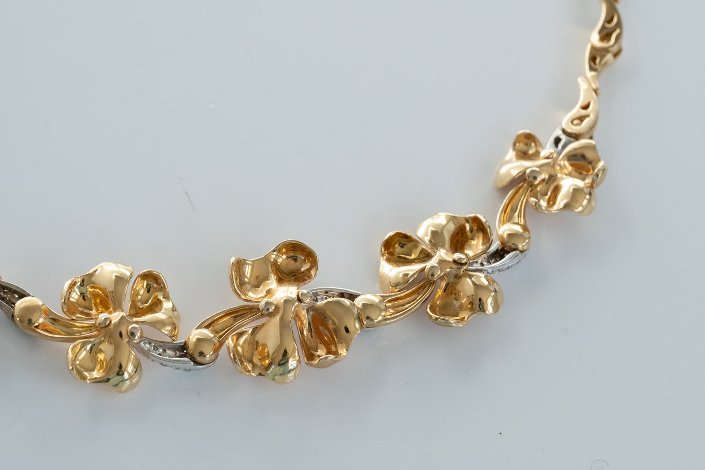 Anna Maria Cammilli 18K Tri Color Gold and Diamond Flower Necklace - Premium necklace from Anna Maria Camille - Just $10500! Shop now at All The Best Vintage