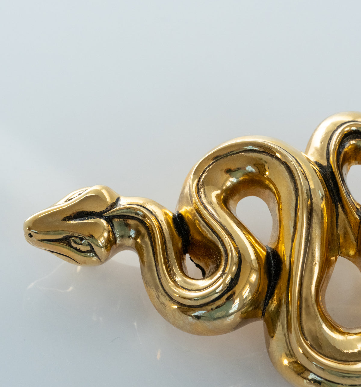 Gorgeous Large Kieselstein-Cord Gold Plated Snake Buckle - Premium Belt Buckle from All The Best Vintage - Just $1895! Shop now at All The Best Vintage