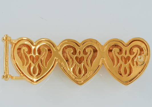 Kieselstein Cord Pristine Large Three Heart Art Bronze Belt Buckle - Premium Belt Buckle from Kieselstein-Cord - Just $995! Shop now at All The Best Vintage