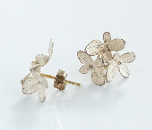 John Iverson Sterling Silver Hydrangea Three Flower Earrings - Premium Earrings from All The Best Vintage - Just $440! Shop now at All The Best Vintage
