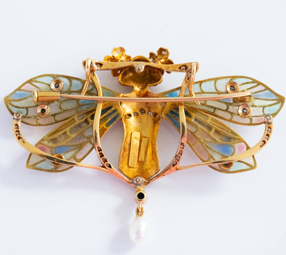Vintage Masriera Plique-a-Jour Diamind and Sapphire Brooch Pendant - Premium Pendant from All The Best Vintage - Just $28500! Shop now at All The Best Vintage