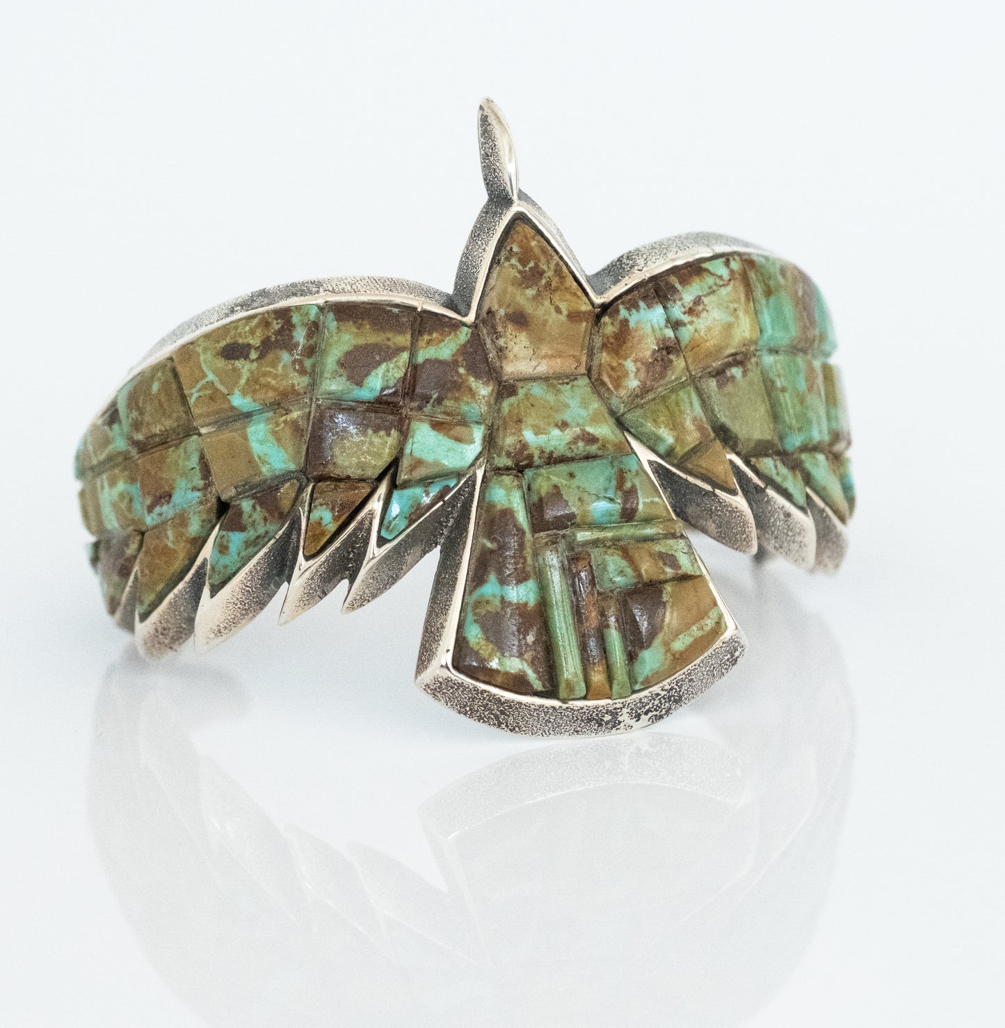 Aaron Anderson Sterling Tufa Cast Number 8 Turquoise Eagle Cuff Bracelet - Premium Bracelet from All The Best Vintage - Just $4250! Shop now at All The Best Vintage