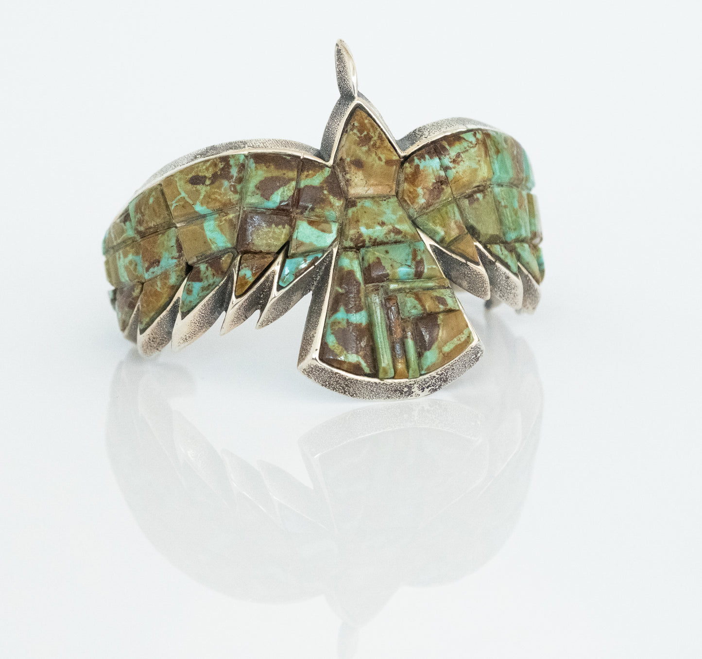 Aaron Anderson Sterling Tufa Cast Number 8 Turquoise Eagle Cuff Bracelet - Premium Bracelet from All The Best Vintage - Just $4250! Shop now at All The Best Vintage