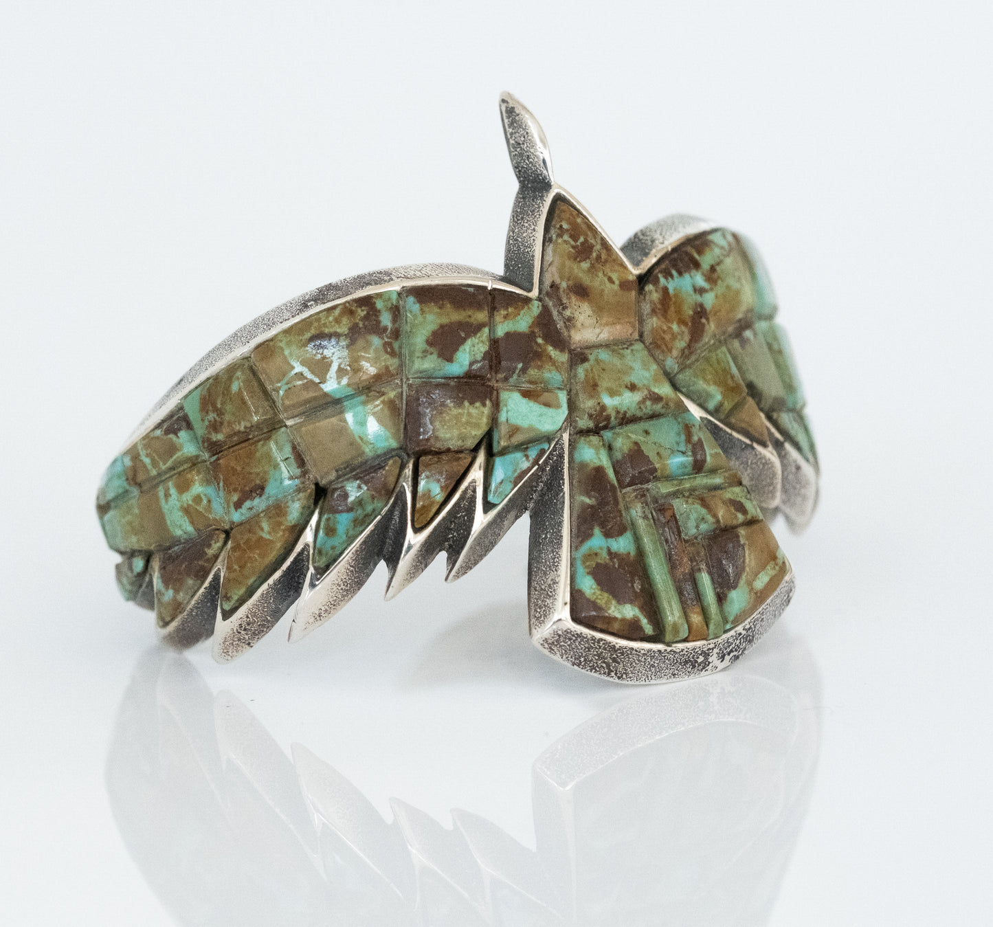 Aaron Anderson Sterling Tufa Cast Number 8 Turquoise Eagle Cuff Bracelet - Premium Bracelet from All The Best Vintage - Just $4250! Shop now at All The Best Vintage