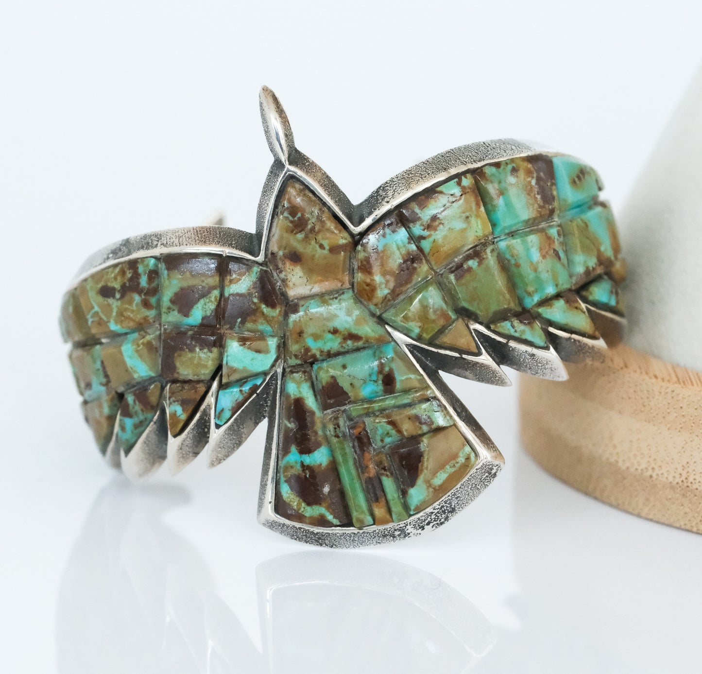 Aaron Anderson Sterling Tufa Cast Number 8 Turquoise Eagle Cuff Bracelet - Premium Bracelet from All The Best Vintage - Just $4250! Shop now at All The Best Vintage