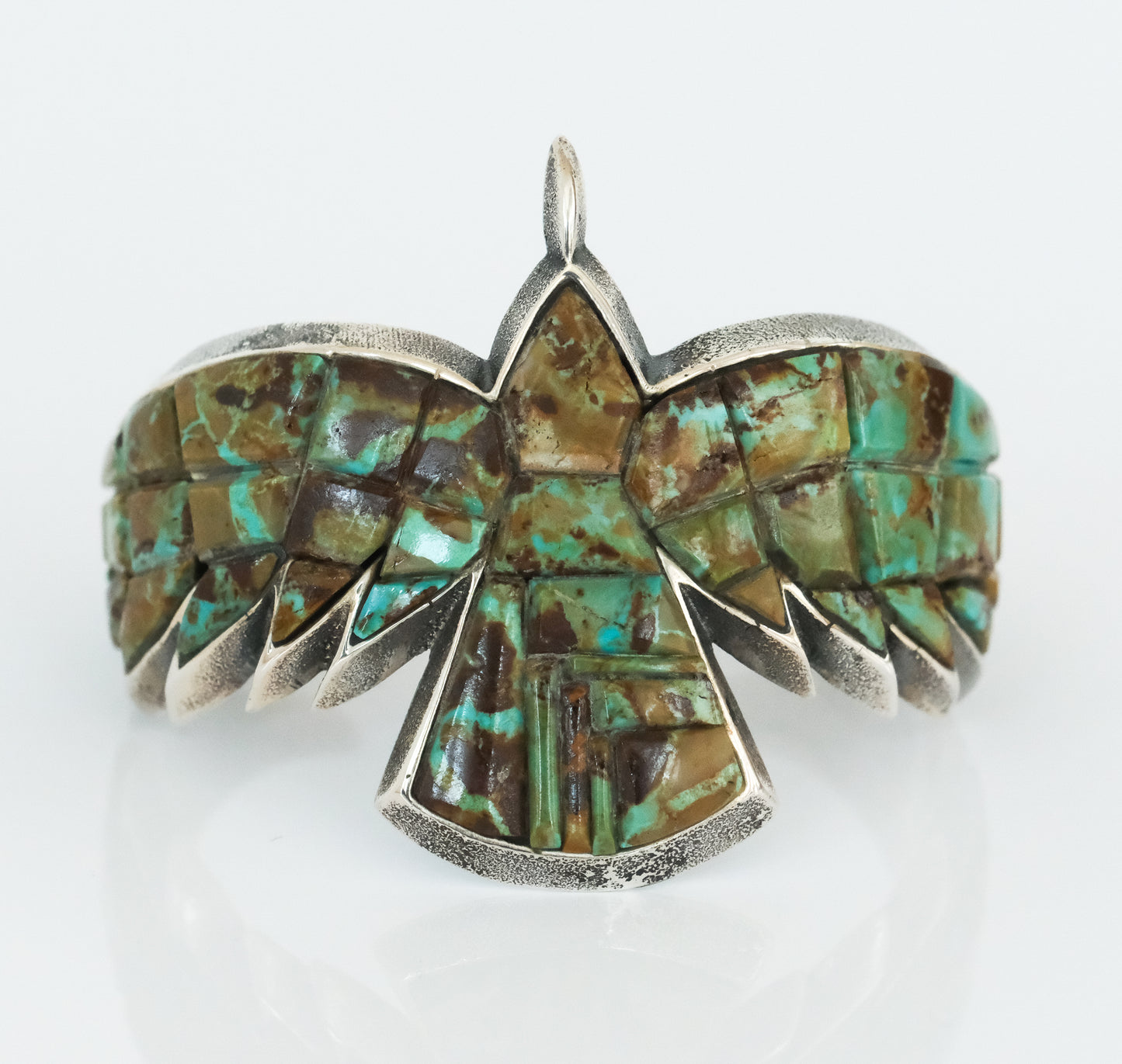 Aaron Anderson Sterling Tufa Cast Number 8 Turquoise Eagle Cuff Bracelet - Premium Bracelet from All The Best Vintage - Just $4250! Shop now at All The Best Vintage