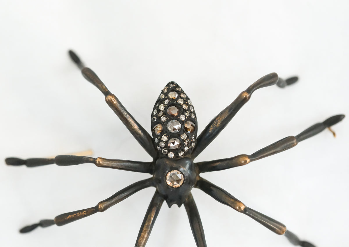 Gabriella Kiss Spider Brooch with Diamond and a Gorgous Moonstone - Premium Brooch from All The Best Vintage - Just $5950! Shop now at All The Best Vintage