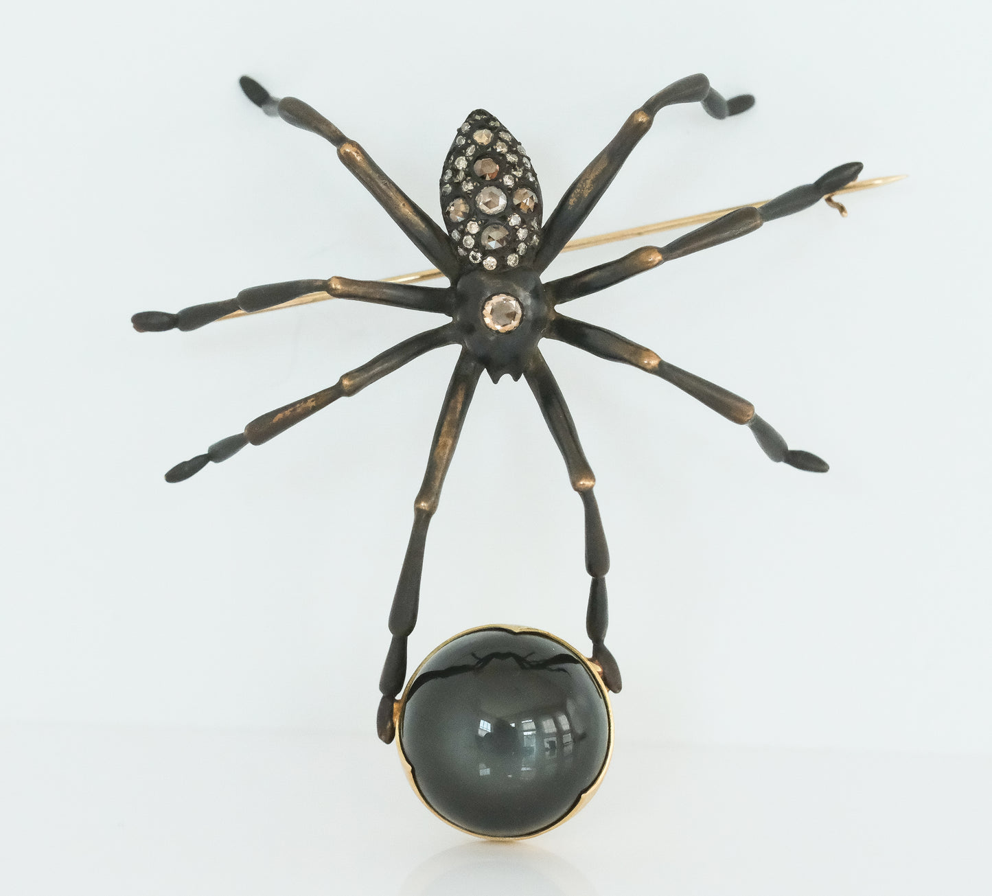 Gabriella Kiss Spider Brooch with Diamond and a Gorgous Moonstone - Premium Brooch from All The Best Vintage - Just $6400! Shop now at All The Best Vintage