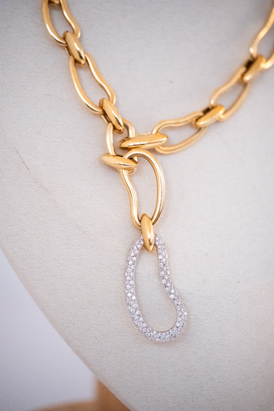 Pomellato Paisley Necklace 18K Gold with Gorgeous Diamond Link