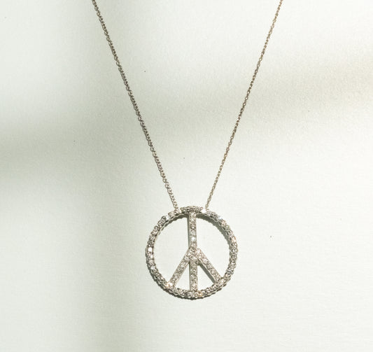 Roberto Coin Vintage Diamond 18K Peace Sign Pendant Necklace - Premium Necklace from All The Best Vintage - Just $3400! Shop now at All The Best Vintage