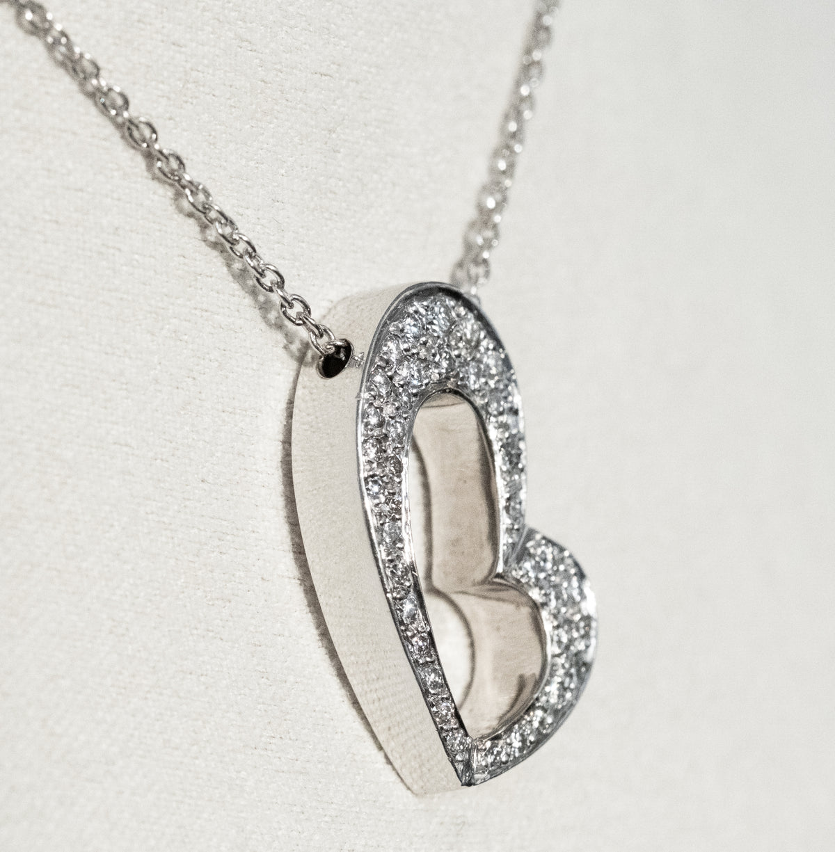 14K White Gold Diamond Heart Pendant & Chain - Premium Necklace from All The Best Vintage - Just $2400! Shop now at All The Best Vintage