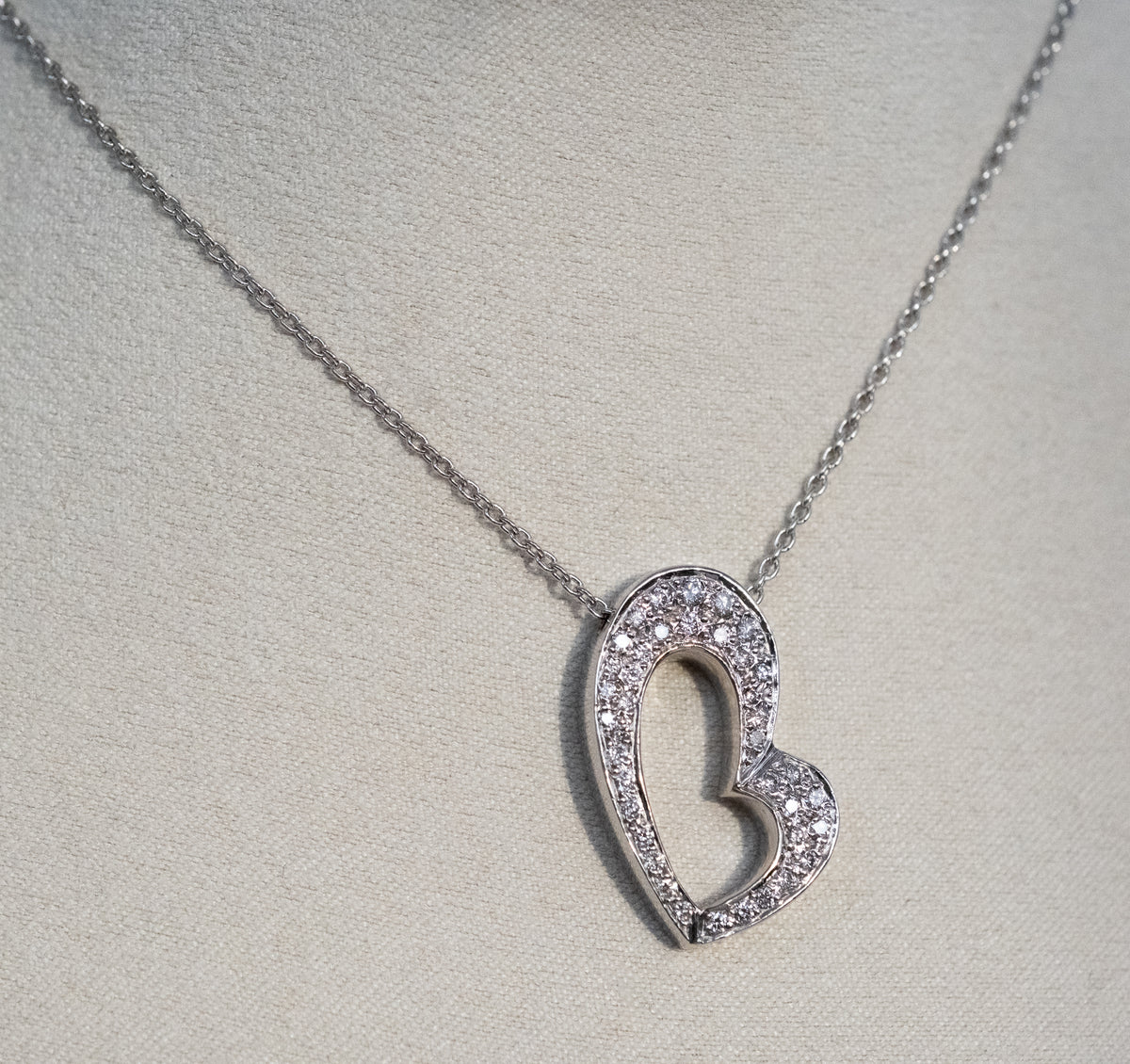 14K White Gold Diamond Heart Pendant & Chain - Premium Necklace from All The Best Vintage - Just $2400! Shop now at All The Best Vintage