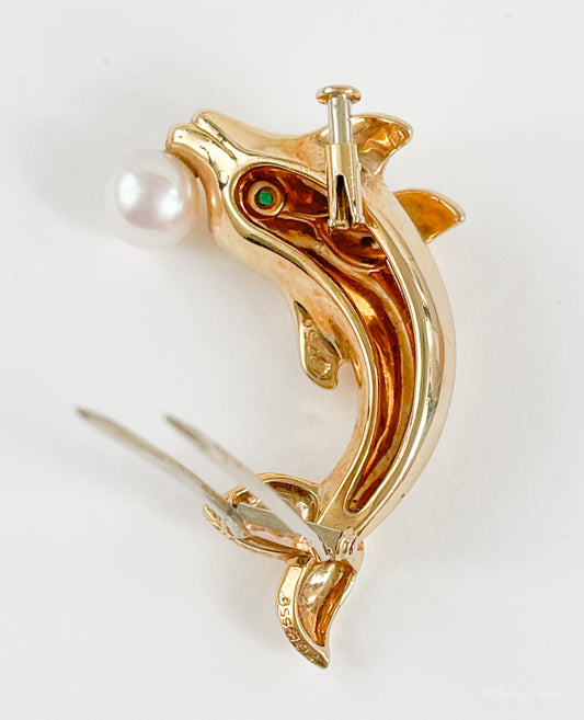 Cartier Vintage 18K Gold Dolphin and Pearl Brooch - Premium Brooch from All The Best Vintage - Just $4800! Shop now at All The Best Vintage
