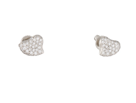 Tiffany & Co Vintage Elsa Peretti Full Heart Diamond Earrings - Premium Earrings from All The Best Vintage - Just $3600! Shop now at All The Best Vintage
