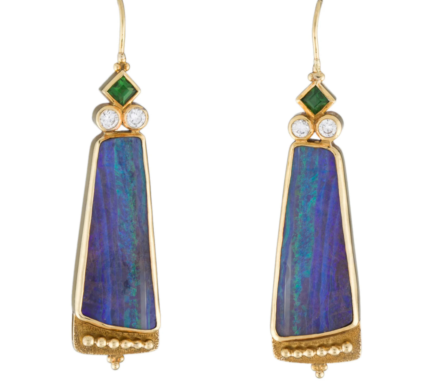 Paul Chevoshay 18K Gold Opal, Diamond and Garnet Earrings - Premium Earrings from Paula Crevoshay - Just $7995! Shop now at All The Best Vintage