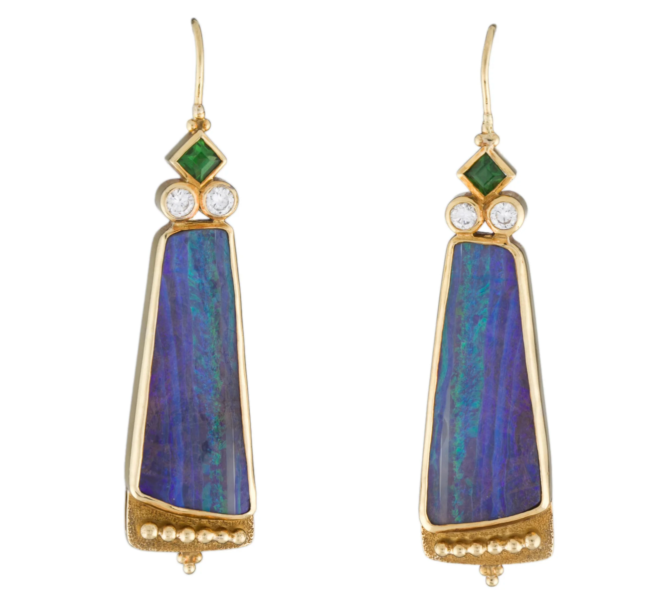 Paul Chevoshay 18K Gold Opal, Diamond and Garnet Earrings - Premium Earrings from Paula Crevoshay - Just $7995! Shop now at All The Best Vintage